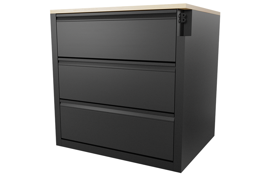 All metal GSA 3-drawer chest with laminate top