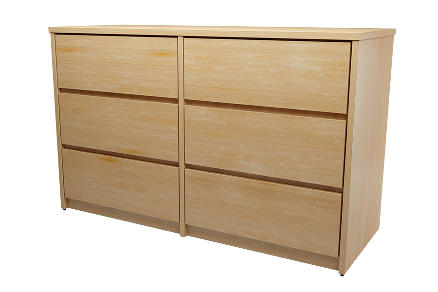 GSA Solid Wood 6-Drawer Dresser in Natural