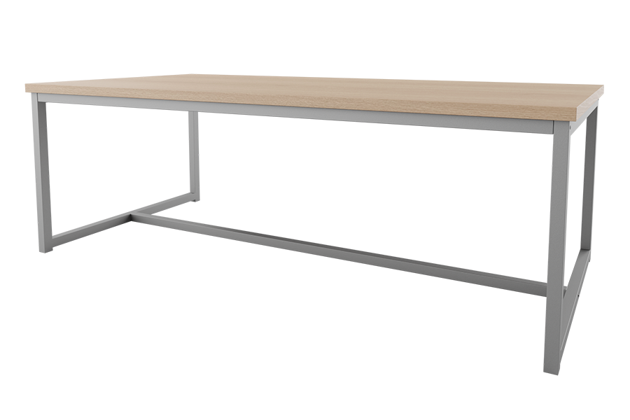 Arcadia Coffee Table with New Age Oak HPL Top with Kessler Silver