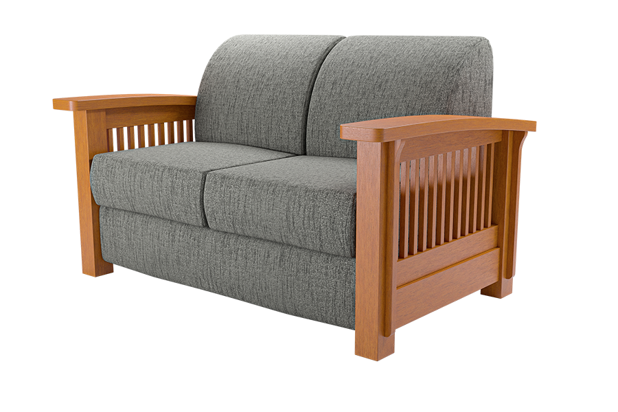 Rockingham Loveseat with Cherry Arms in Punch Flint