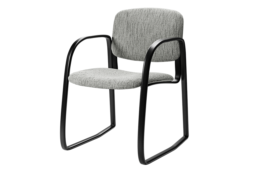 GSA Metal Series Sled Base Chair with Arms and upholstered seat and back