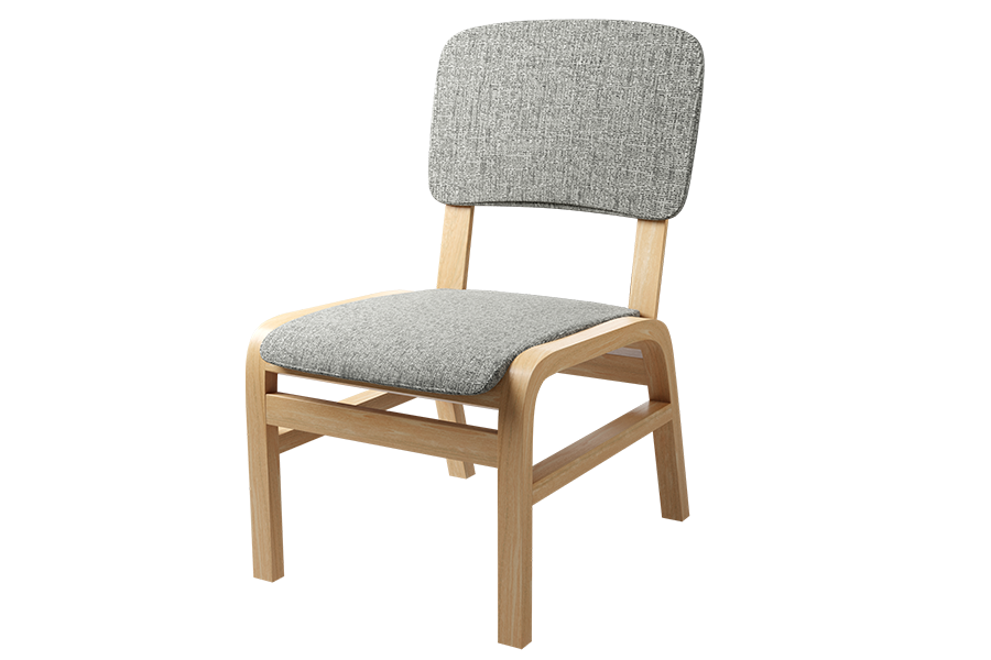 Straight Leg Solid Wood Chair in Natural with Upholstered Seat and Back in Punch Flint