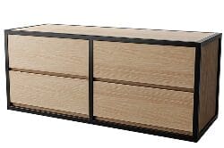 Mixed Medium 4 Drawer under bed Chest in Black and New Age Oak Laminate
